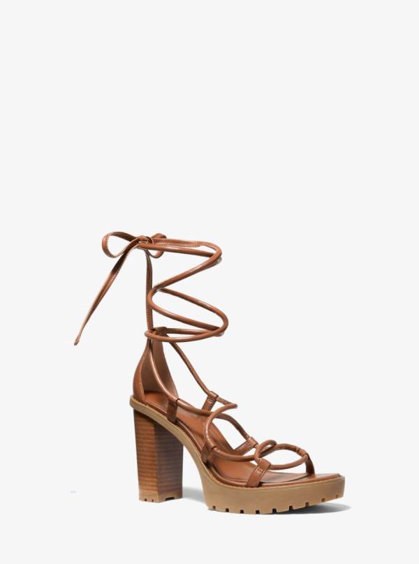 Damske Sandále Michael Kors Vero Leather Platform Hnede - Topanky Michael Kors Obchod | ZFQKG-2450